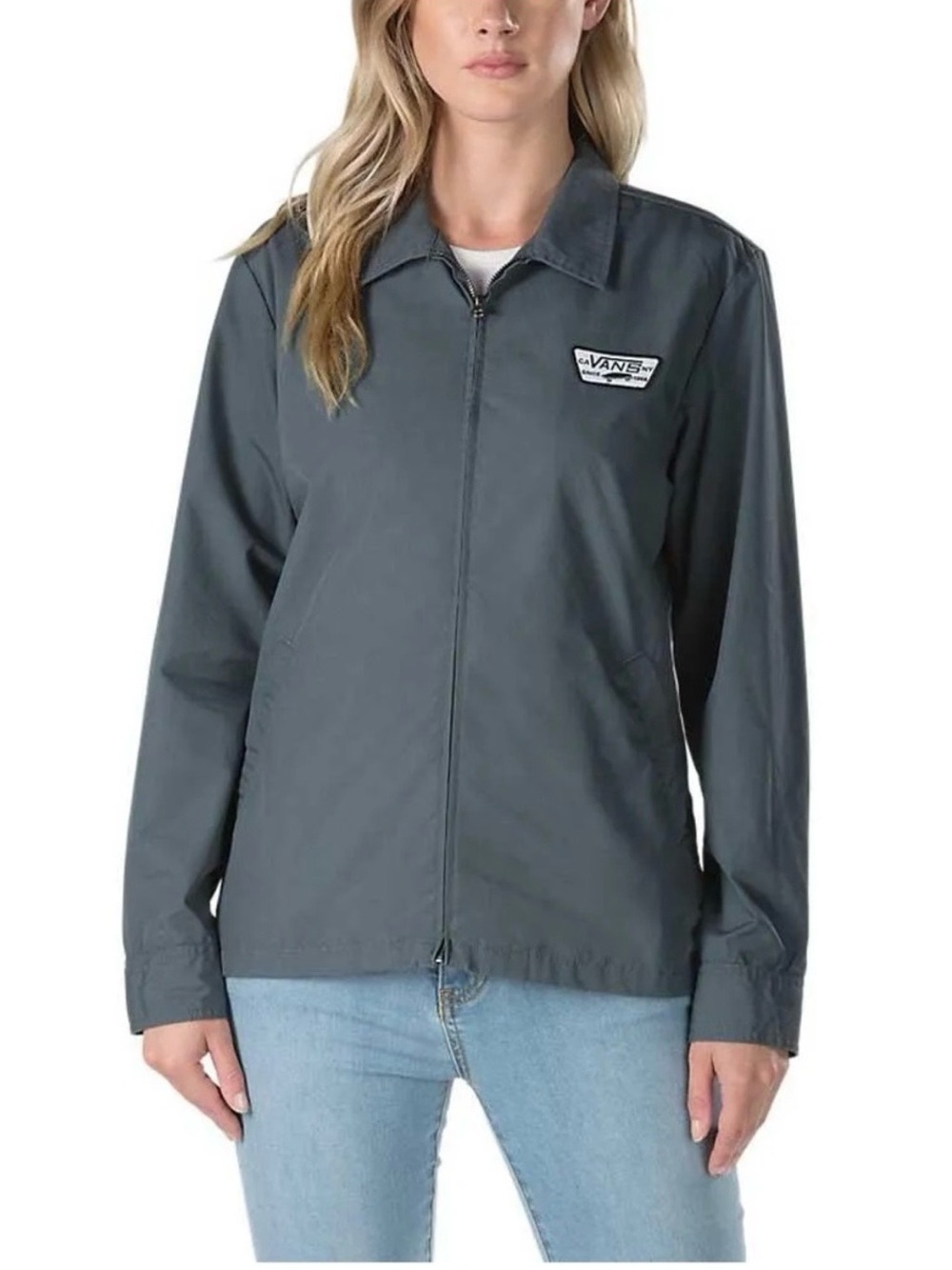 Vans Station Jacket Dark Slate Grey Women’s Lightweight Zip Jacket Sz M EUC